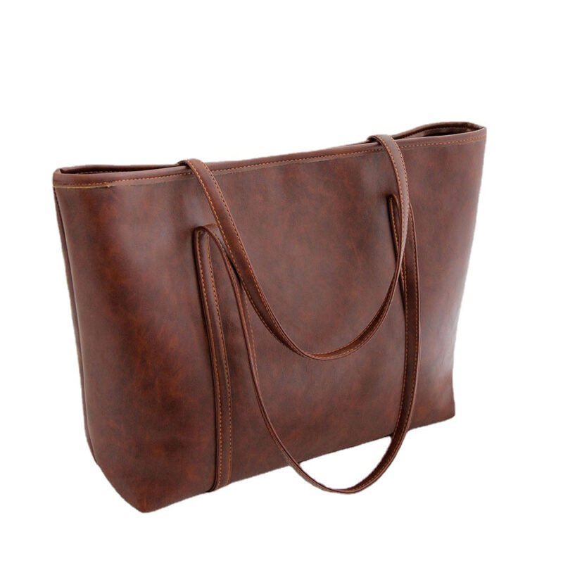 Ladies Leather Large Work Tote Bags in Brown Print