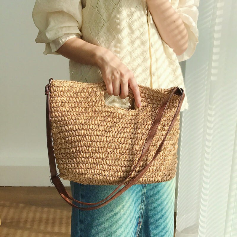 Summer Designer Large Straw Shoulder Tote Bag