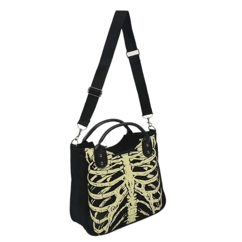 Canvas Gothic Skeleton Bones Tote Skulls Purse