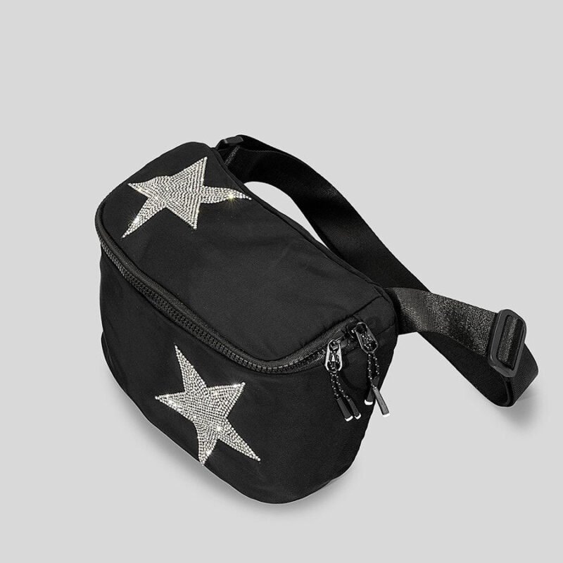 Black Stars Pattern Designer Bags Waist Pack Small Lunch Box Purse