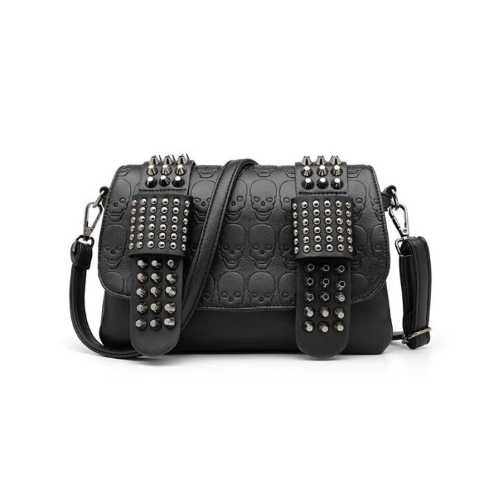 European and American Goth Rivet Skull Croc Crossbody Bag