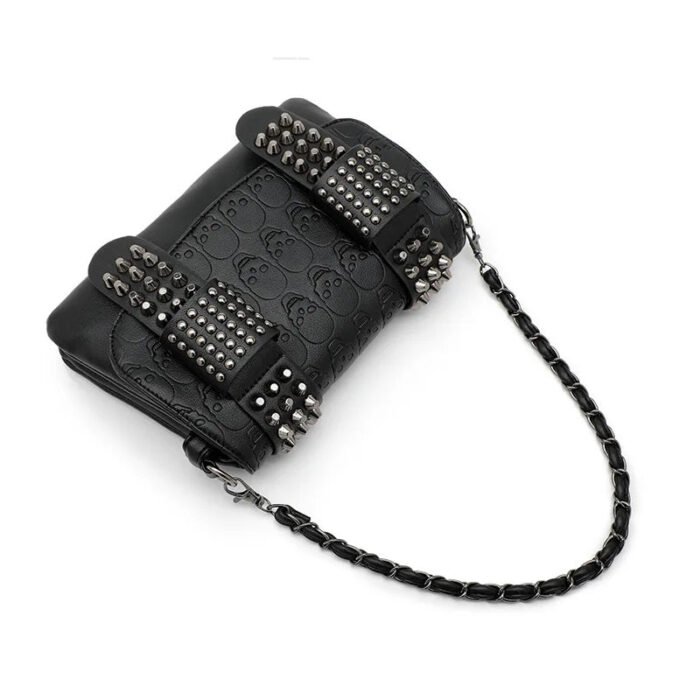 European and American Goth Rivet Skull Croc Crossbody Bag