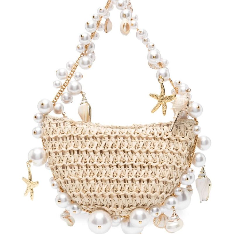 Pearl Woven Bohemian Rattan Handbag