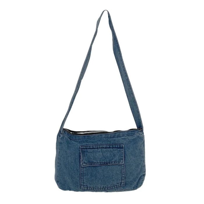 Hobo Zipper Blue Jeans Denim Crossbody Bag