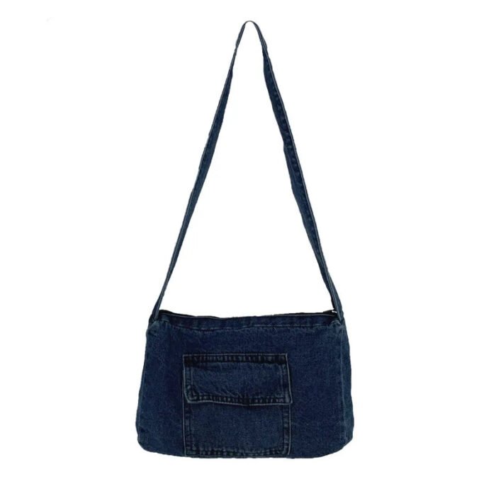 Hobo Zipper Blue Jeans Denim Crossbody Bag