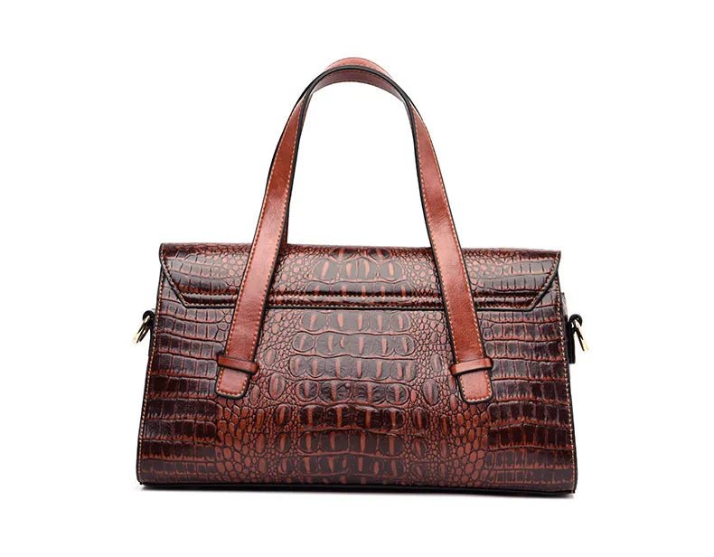 Croc Bag Leather Designer Vintage Alligator Satchel Tote in Red