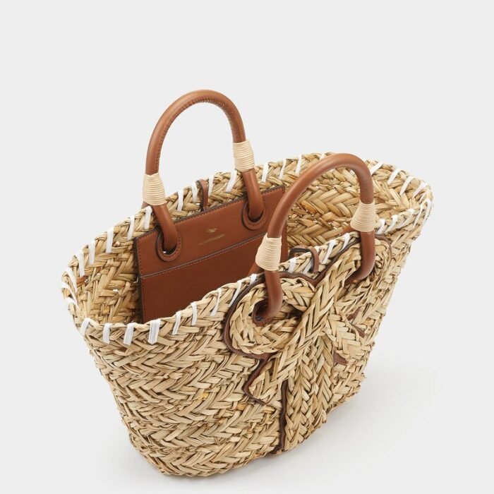 Hand Woven Women's Handbag Designer Bow Knot Basket Bag Bohemian Summer Beach Bag