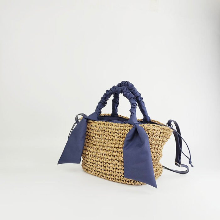 Summer Straw Woven Tote with Ribbon