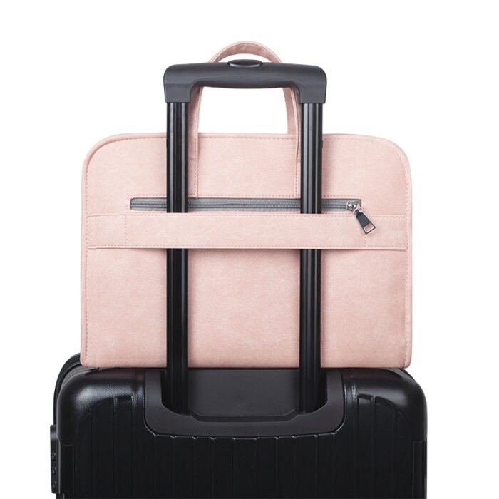 Leather Shock Commuter Briefcase Work Tote Pink