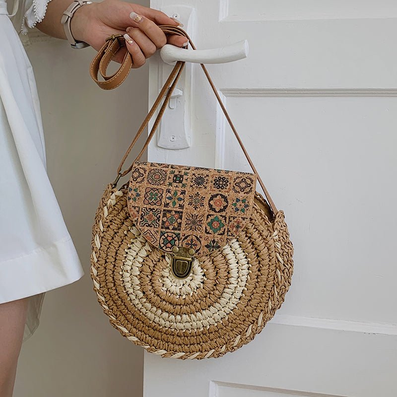 Woven Summer Round Crossbody Straw Bag