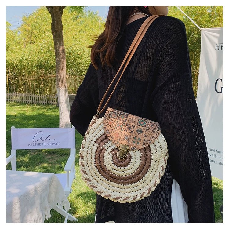 Woven Summer Round Crossbody Straw Bag