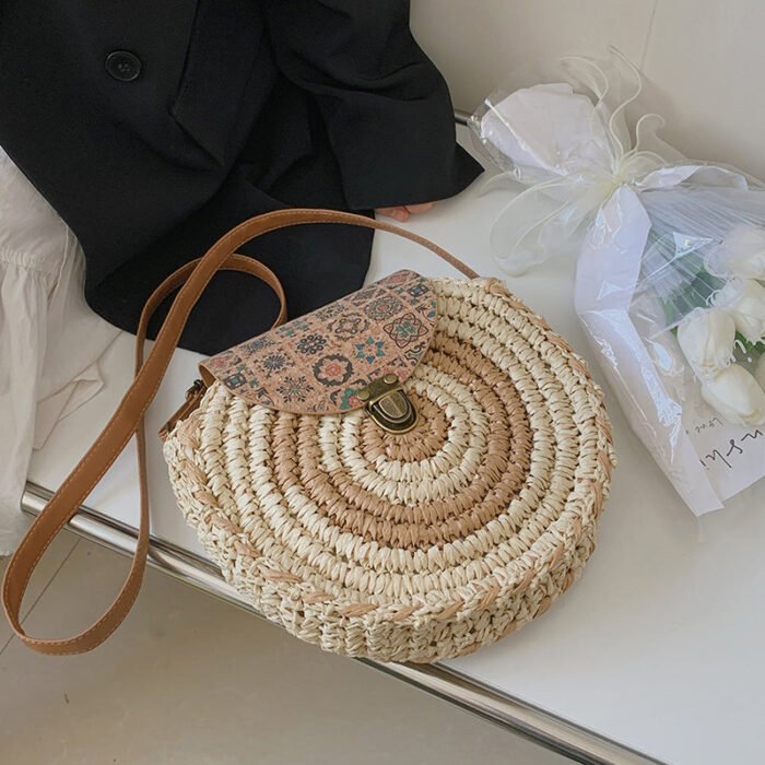 Woven Summer Round Crossbody Straw Bag