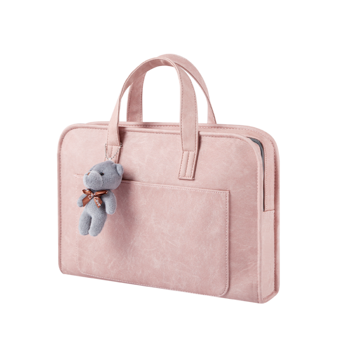 Leather Shock Commuter Briefcase Work Tote Pink