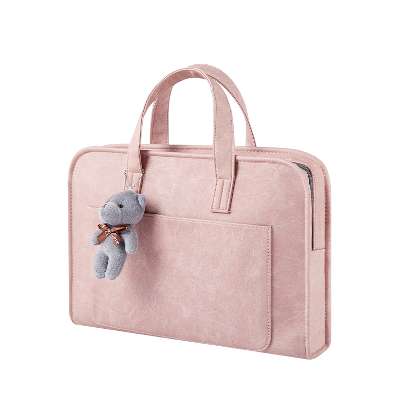 Leather Shock Commuter Briefcase Work Tote Pink