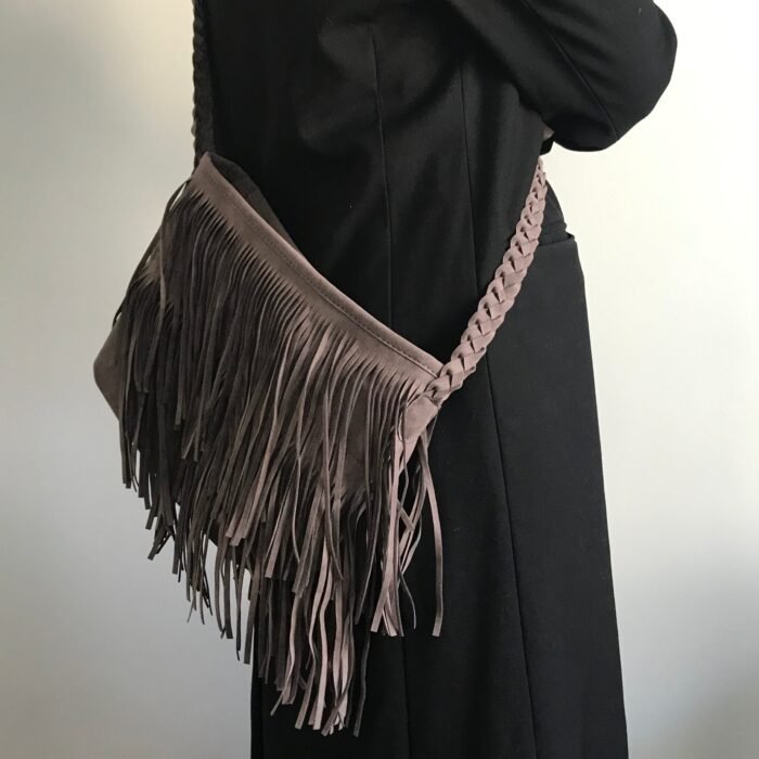 American Vintage Woven Fringed Suede Purse