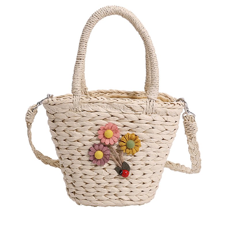 Small Seaside Artisanal Flower Woven Basket Bag