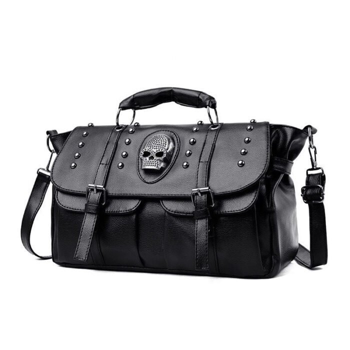 Skull Diamond Rivet Handbag Punk Dark Locomotive Bag