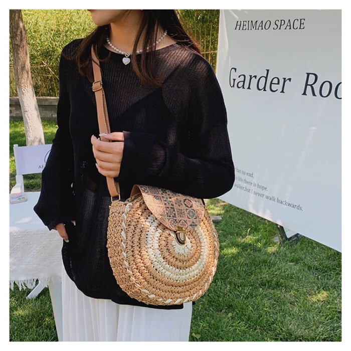 Woven Summer Round Crossbody Straw Bag