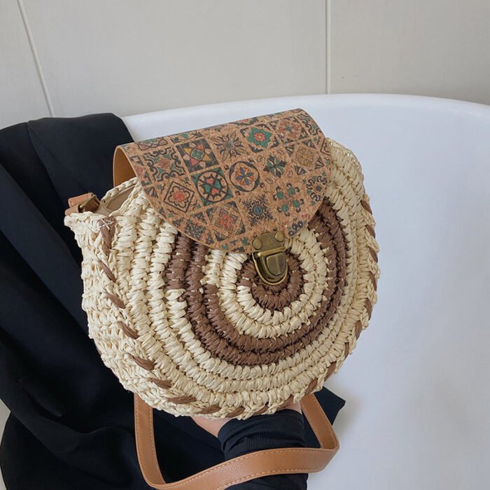 Woven Summer Round Crossbody Straw Bag