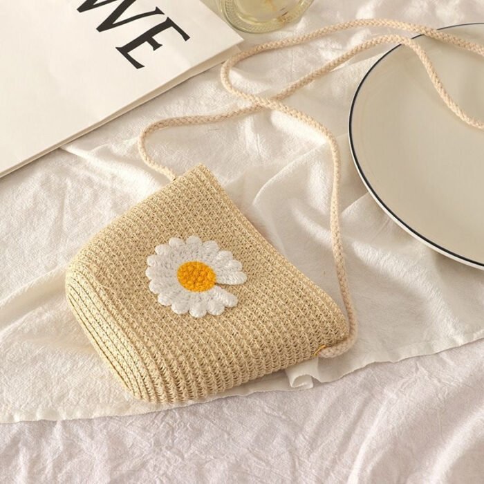 Summer Mini Straw Crossbody Bag with Fruit Pattern