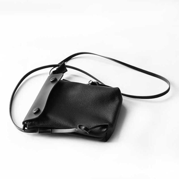 Mini Leather Portable Crossbody Phone Bag Black