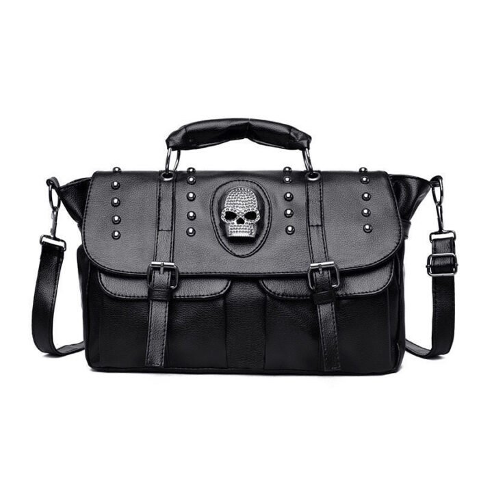 Skull Diamond Rivet Handbag Punk Dark Locomotive Bag