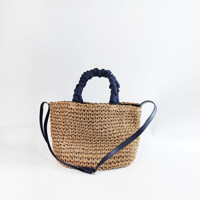 Summer Straw Woven Tote with Ribbon