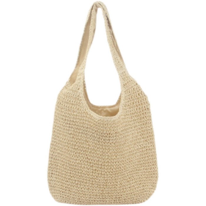 Zipper Handmade Woven Beach Straw Tote Bag