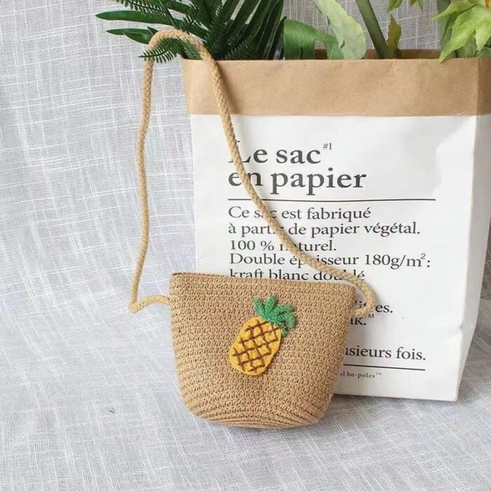 Summer Mini Straw Crossbody Bag with Fruit Pattern