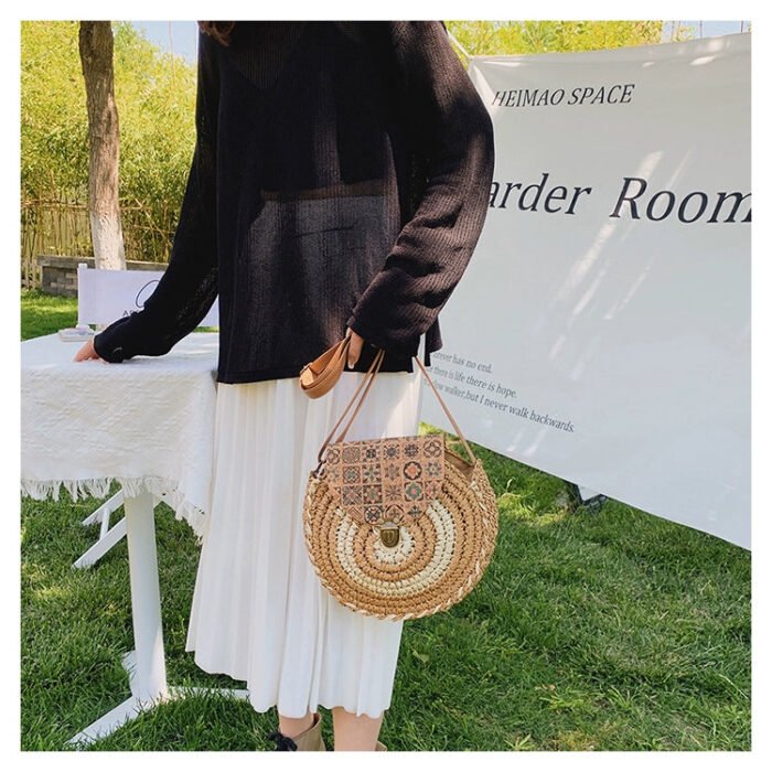 Woven Summer Round Crossbody Straw Bag