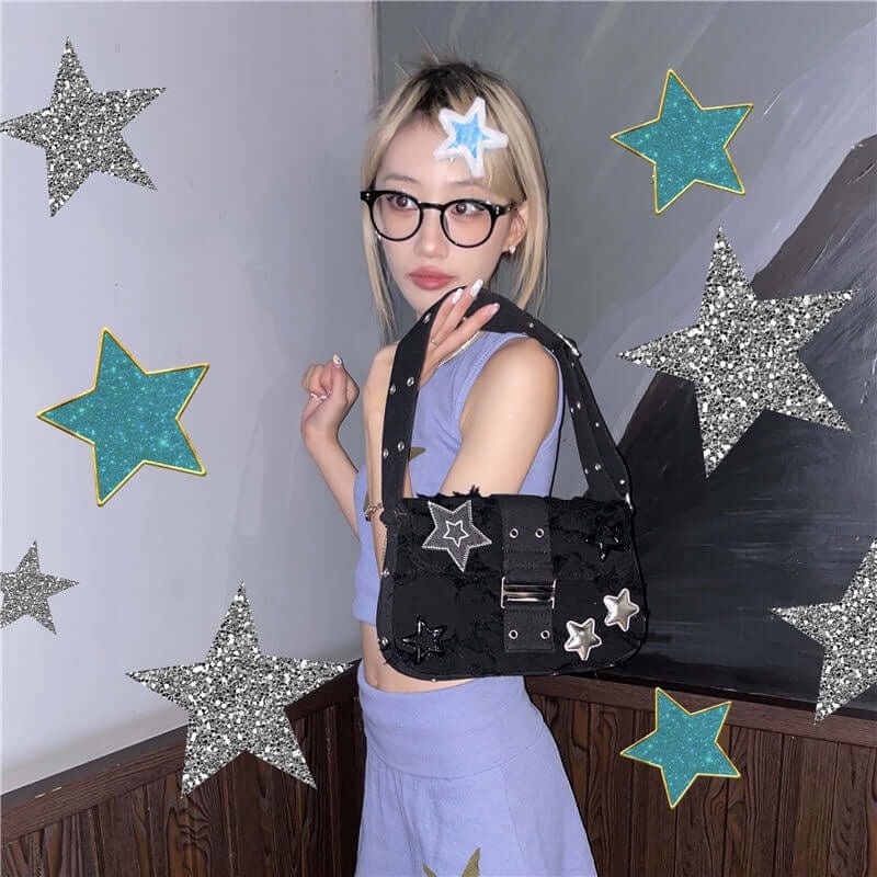 2023 Gothic Design Sweet Cool Star Motorcycle Underarm Bag