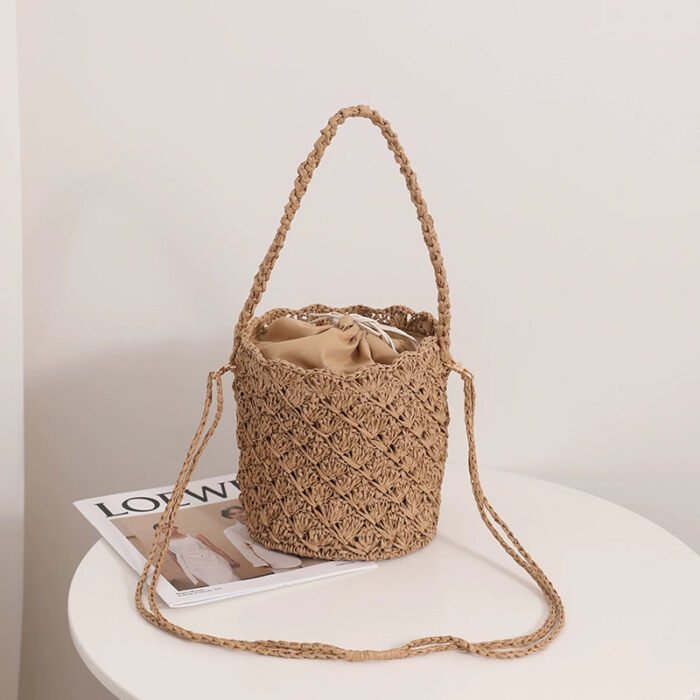 Bucket Woven Crossbody Bag for Seaside