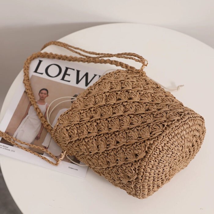 Bucket Woven Crossbody Bag for Seaside