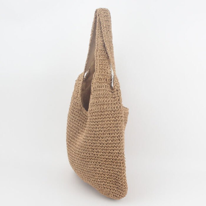 Zipper Handmade Woven Beach Straw Tote Bag