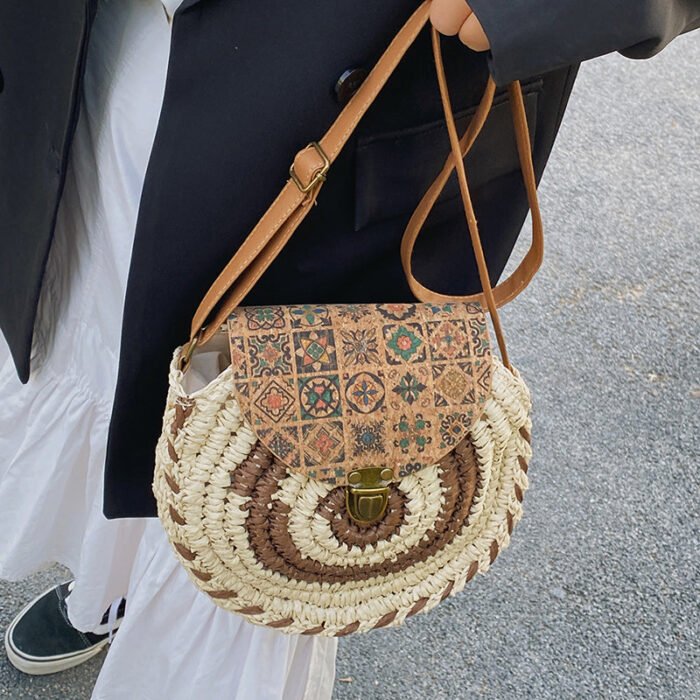 Woven Summer Round Crossbody Straw Bag