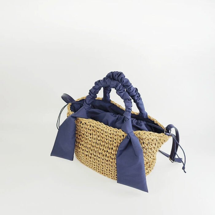 Summer Straw Woven Tote with Ribbon