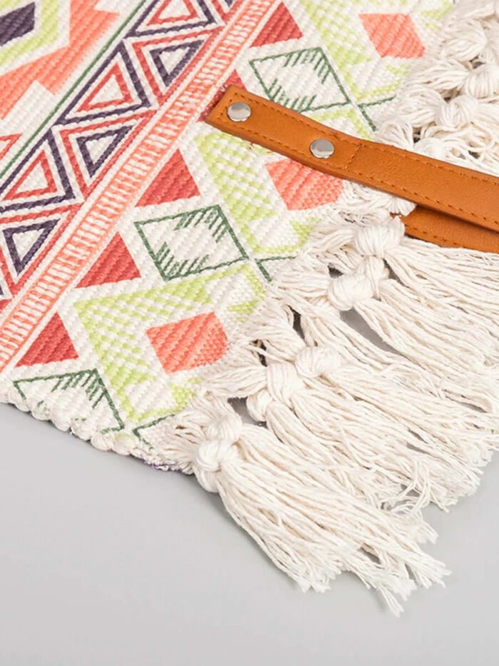 Canvas Printed Woven Fringe Woke Tote Bag