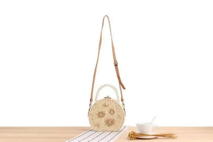 Flower Embroidery Straw Woven Handbags Box Shoulder Bags