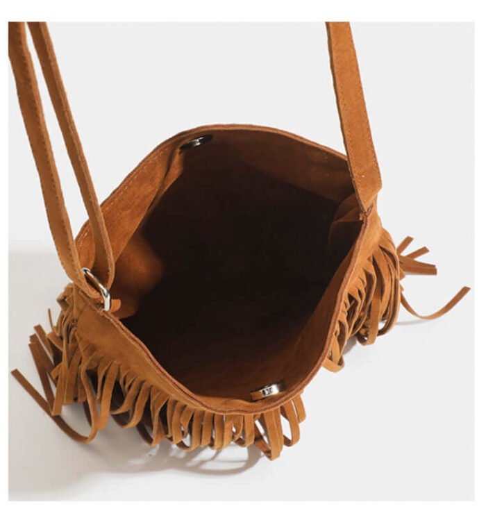 Tassel Korean Women Simple and Popular Leather Fringe Purse Brown