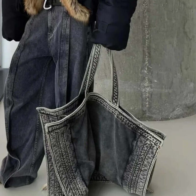 Super Big Jean Vintage Denim Tote Bags