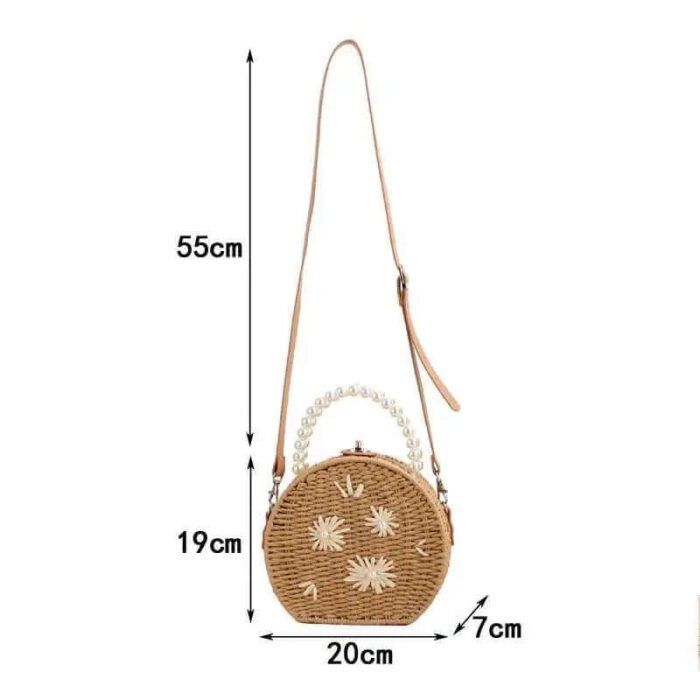 Flower Embroidery Straw Woven Handbags Box Shoulder Bags