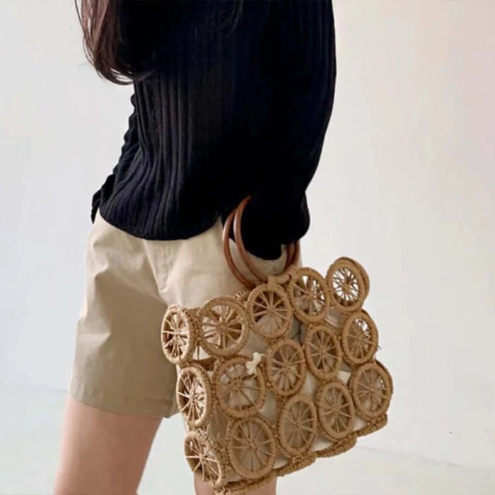 Hollow Woven Straw Knitting Handbag Beach Bolso