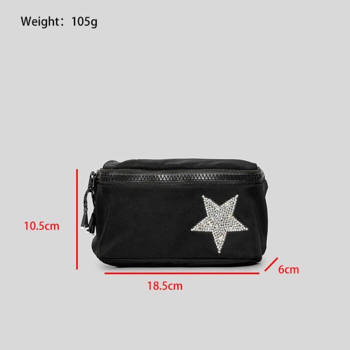 Black Stars Pattern Designer Bags Waist Pack Small Lunch Box Purse