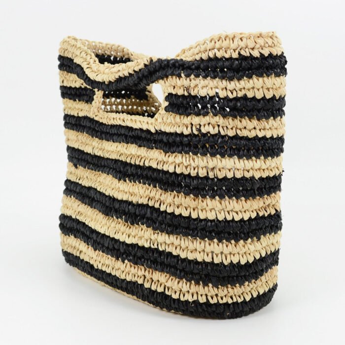 Striped Raffia Casual Small woven Tote