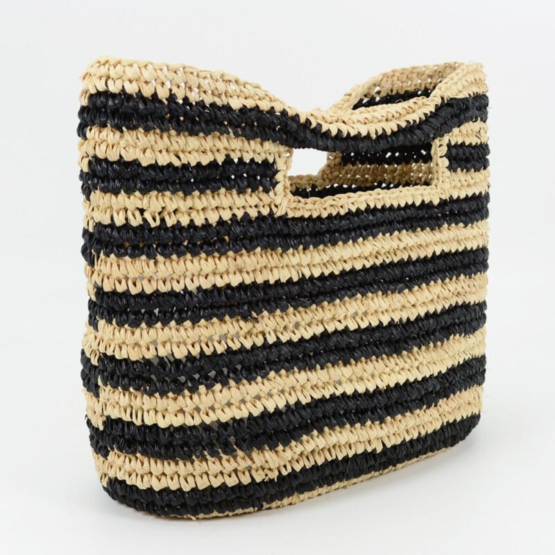 Striped Raffia Casual Small woven Tote