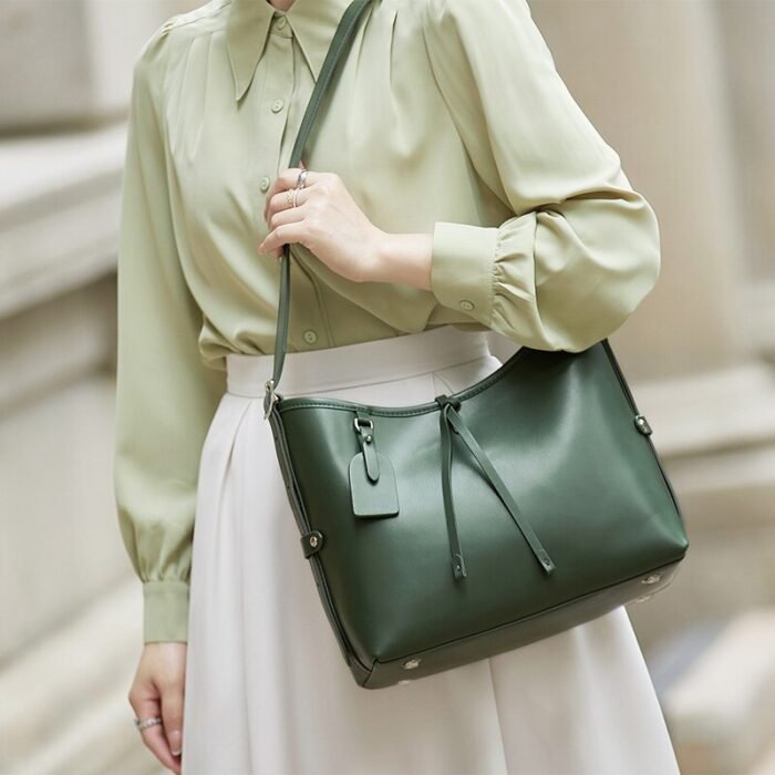 Green Handbag Real Skin Genuine Leather Bag