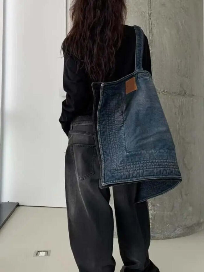 Super Big Jean Vintage Denim Tote Bags