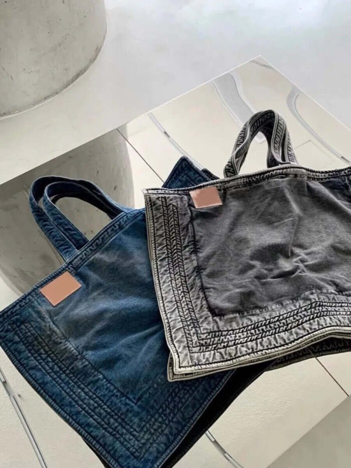 Super Big Jean Vintage Denim Tote Bags