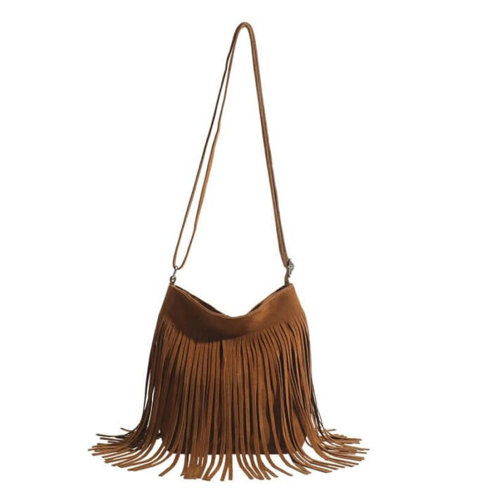 Tassel Korean Women Simple and Popular Leather Fringe Purse Brown