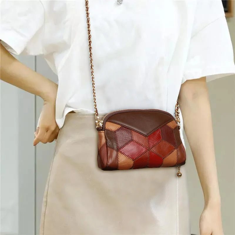 Vintage Packet Splicing Leather Cowhide Crossbody Bag